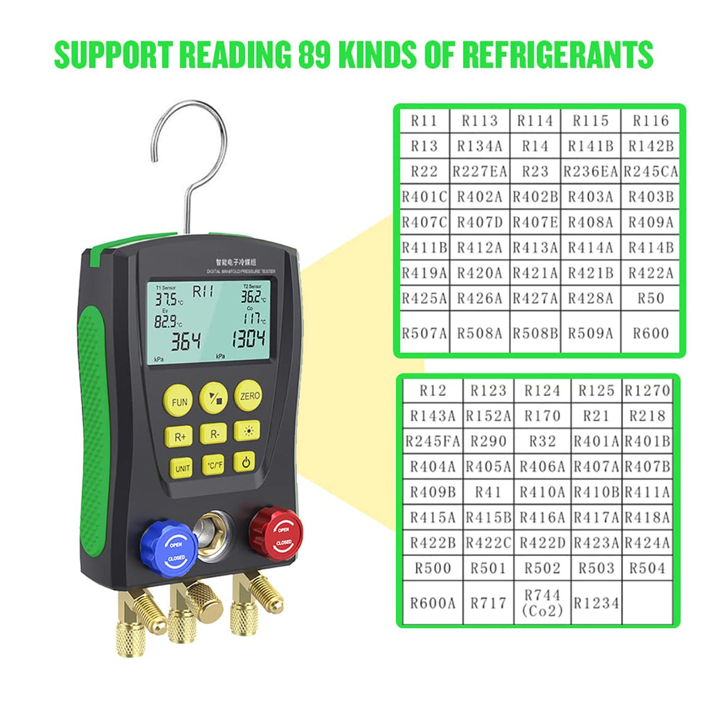 Digital Manifold Gauge for Refrigeration HVAC Systems Q926