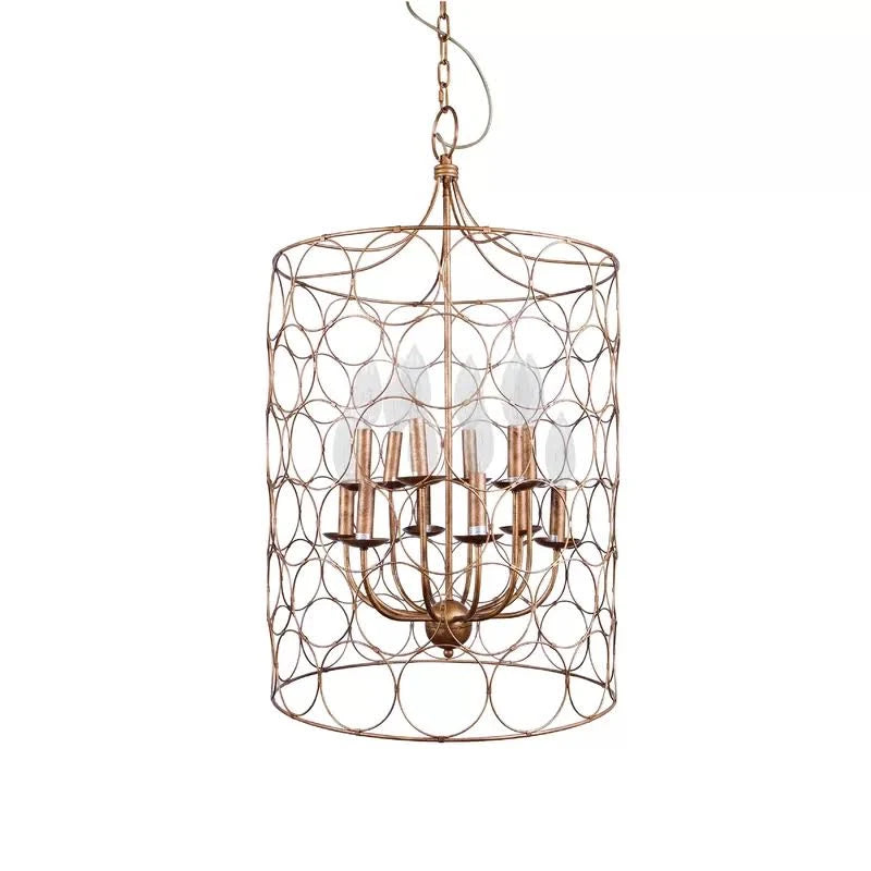 12-Light Candle Style Drum Chandelier Gold P2040
