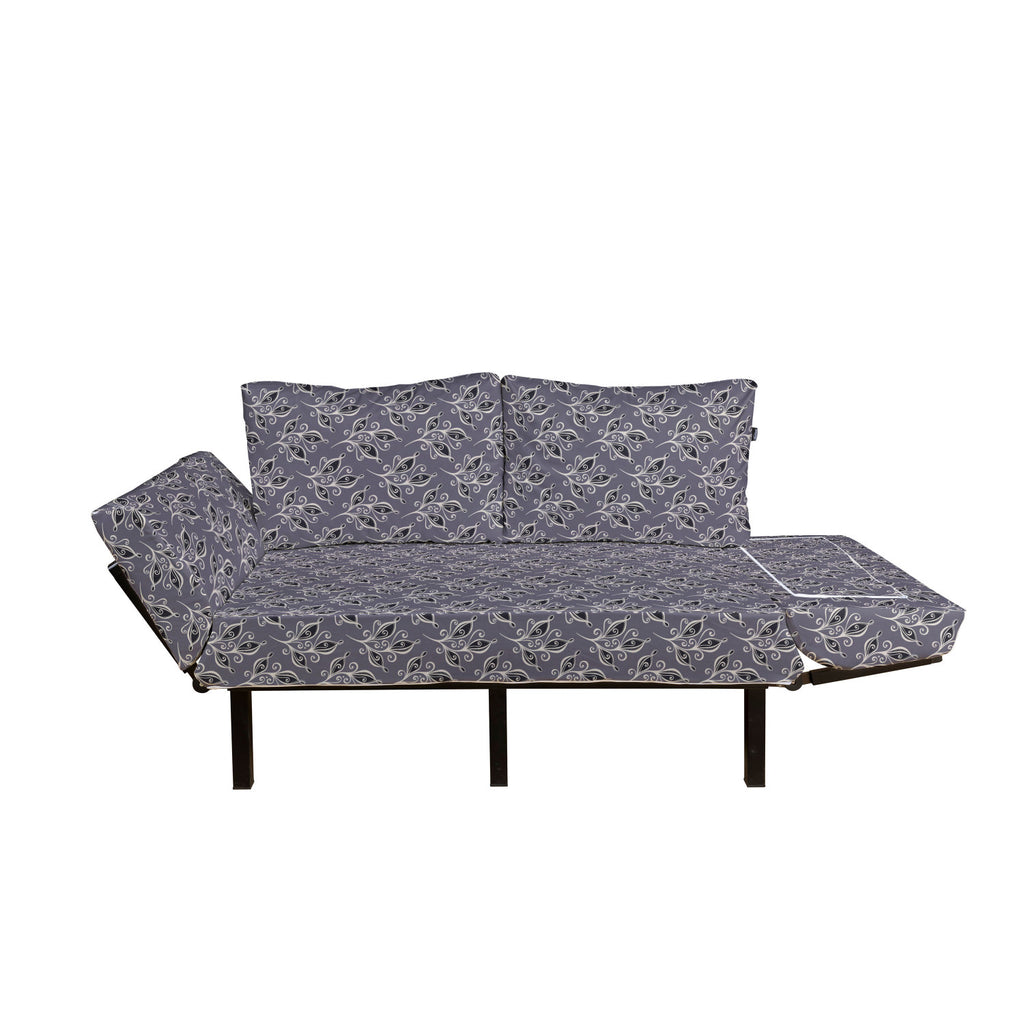 Dimgrey Black Beige Metal Frame Upholstered Futon Sofa M340