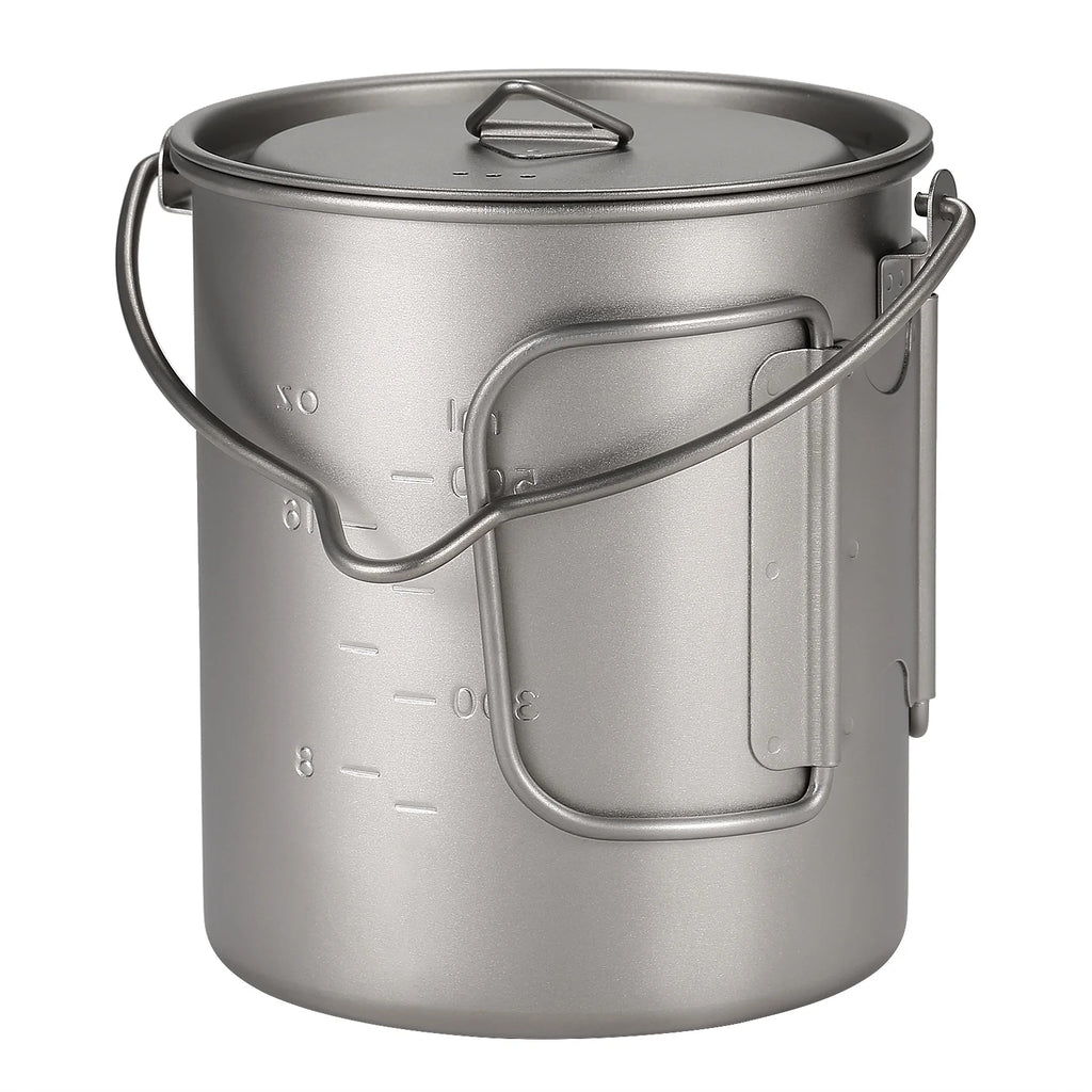 Ultralight 750ml Titanium Pot with Lid and Foldable Handle N45602