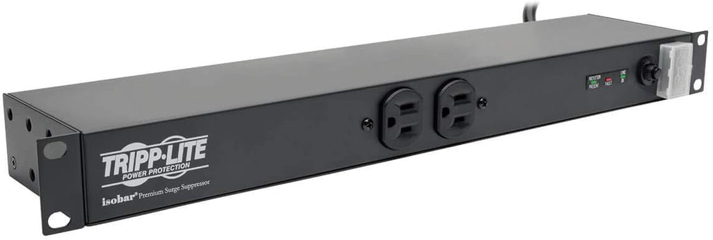 12 Right Angle Outlets Rackmount PDU Power Strip, 15A, 15ft Cord, Black, Pack of 2 F246