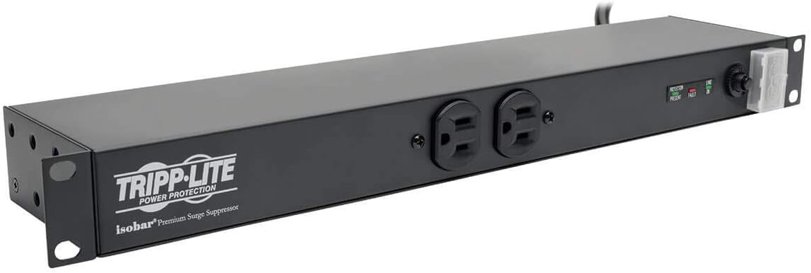 12 Right Angle Outlets Rackmount PDU Power Strip, 15A, 15ft Cord, Black, Pack of 2 F246