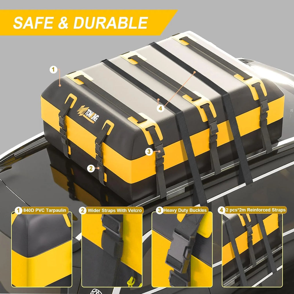 Yellow Waterproof Car Rooftop Cargo Carrier H1380