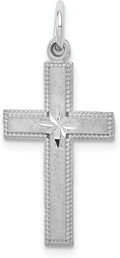 Solid 10k White Gold Diamond-cut Cross Pendant 27mm H5812