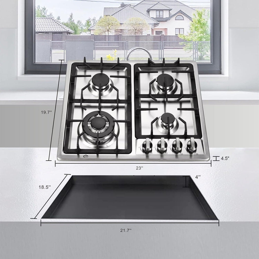 24 Inch Built-In 4 Burners Gas Cooktop, Stainless Steel V715