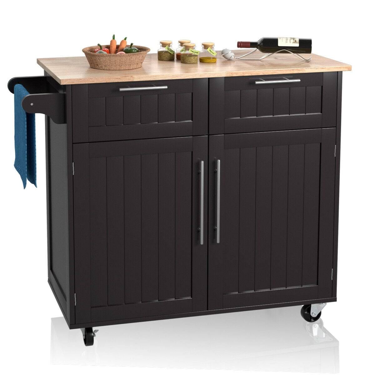 Brown Rolling Kitchen Cart with Storage Z65411