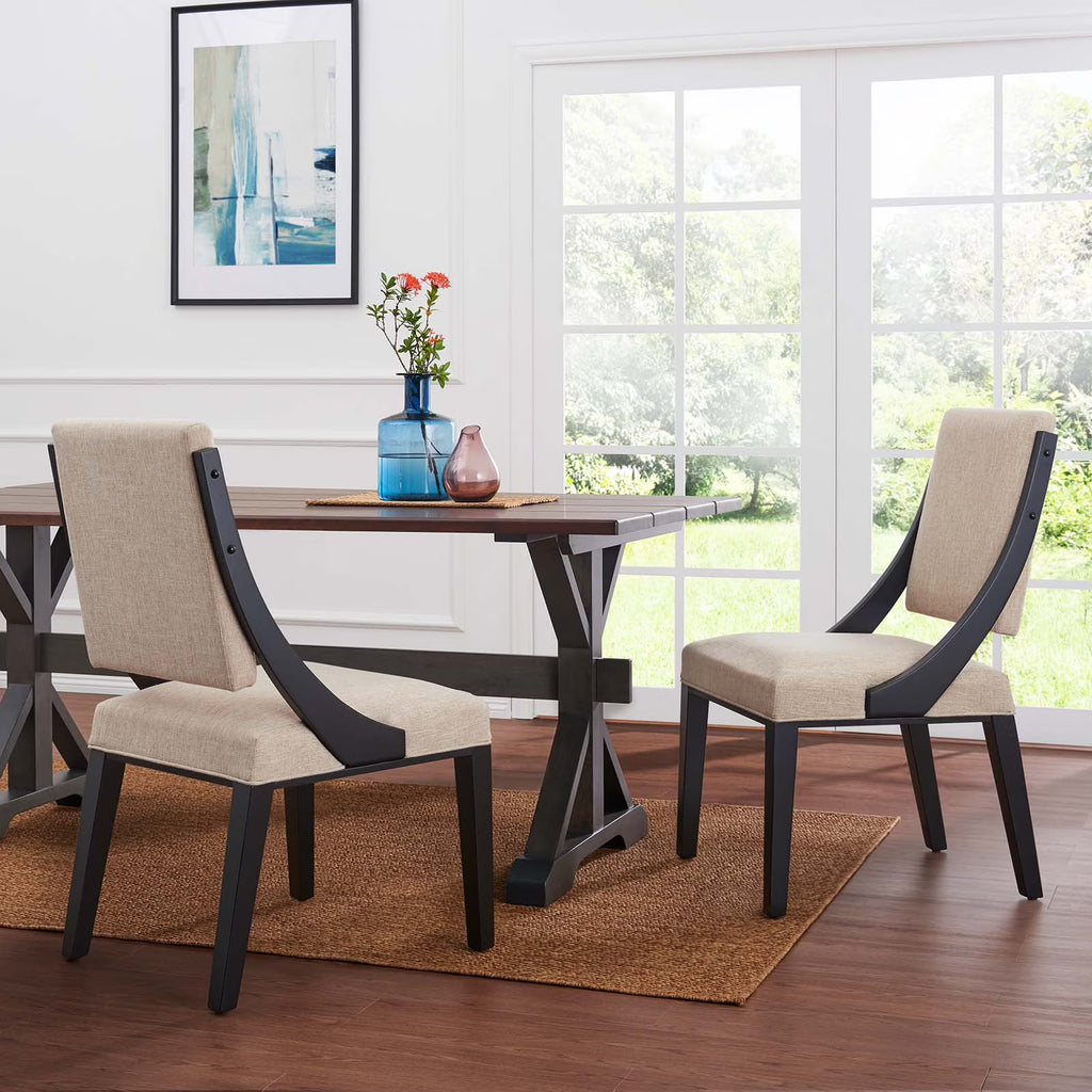 Beige Upholstered Fabric Dining Chairs, Set of 2 H797048