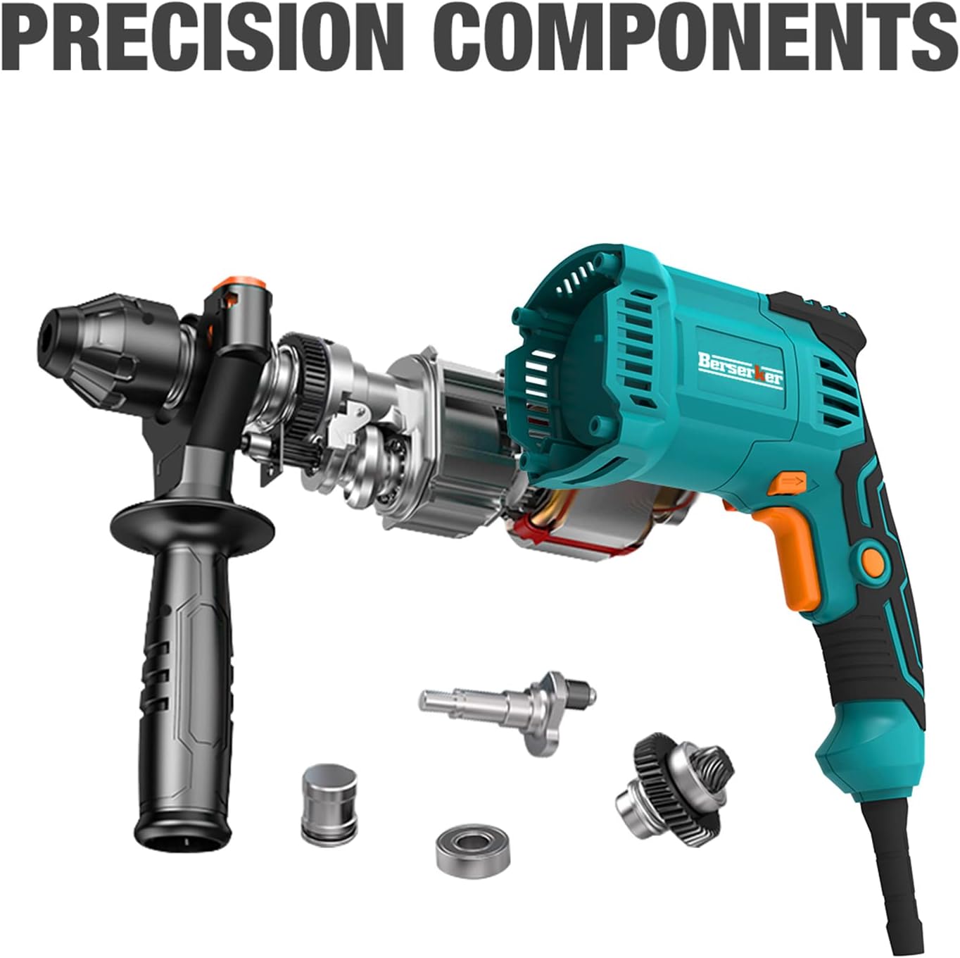 7 Amp 4 Functions Corded Rotary Hammer Drill with Safety Clutch, Including 3 Drill Bits, Flat Chisel, Point Chisel, Carrying Case O97871