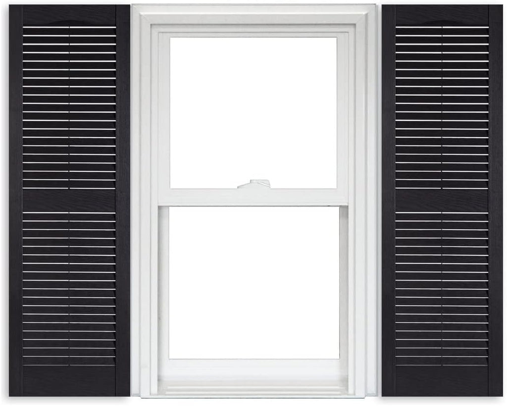 White Vinyl Louver Shutters 1 Pair 15 Inch x 63 Inch O54769