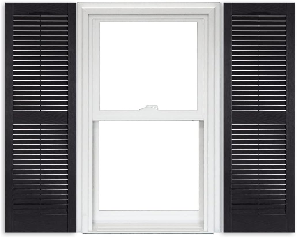 White Vinyl Louver Shutters 1 Pair 15 Inch x 63 Inch O54769