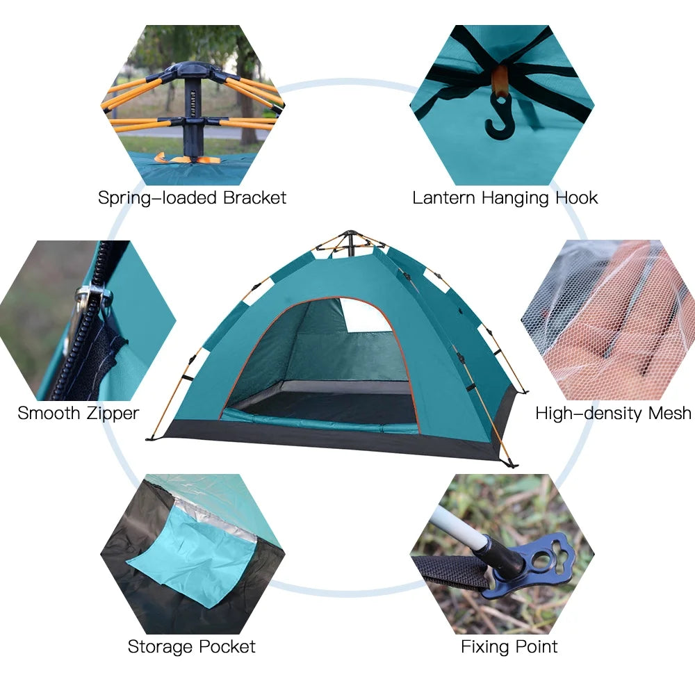 Portable Instant Camping Tent for 1 2 People, Water Resistant Pop Tent E490621