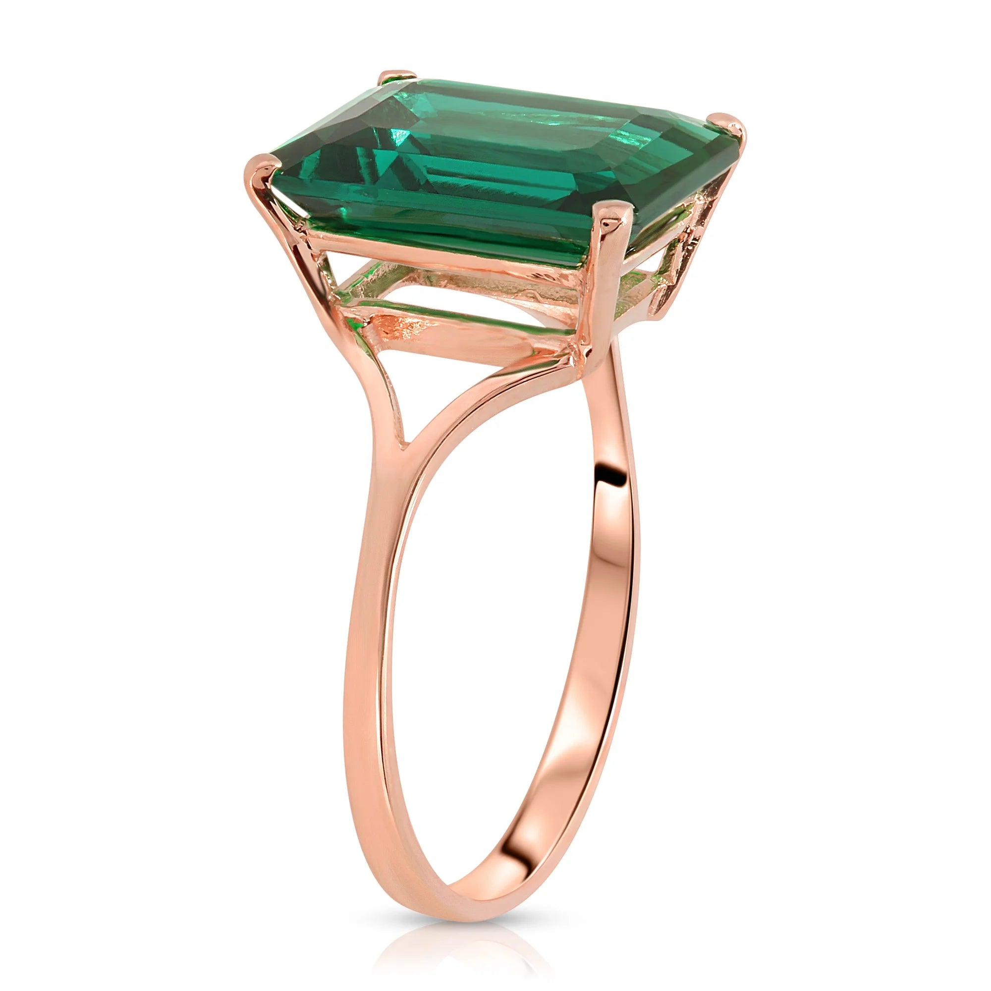 Emerald Solitaire Ring with Genuine Emerald H126