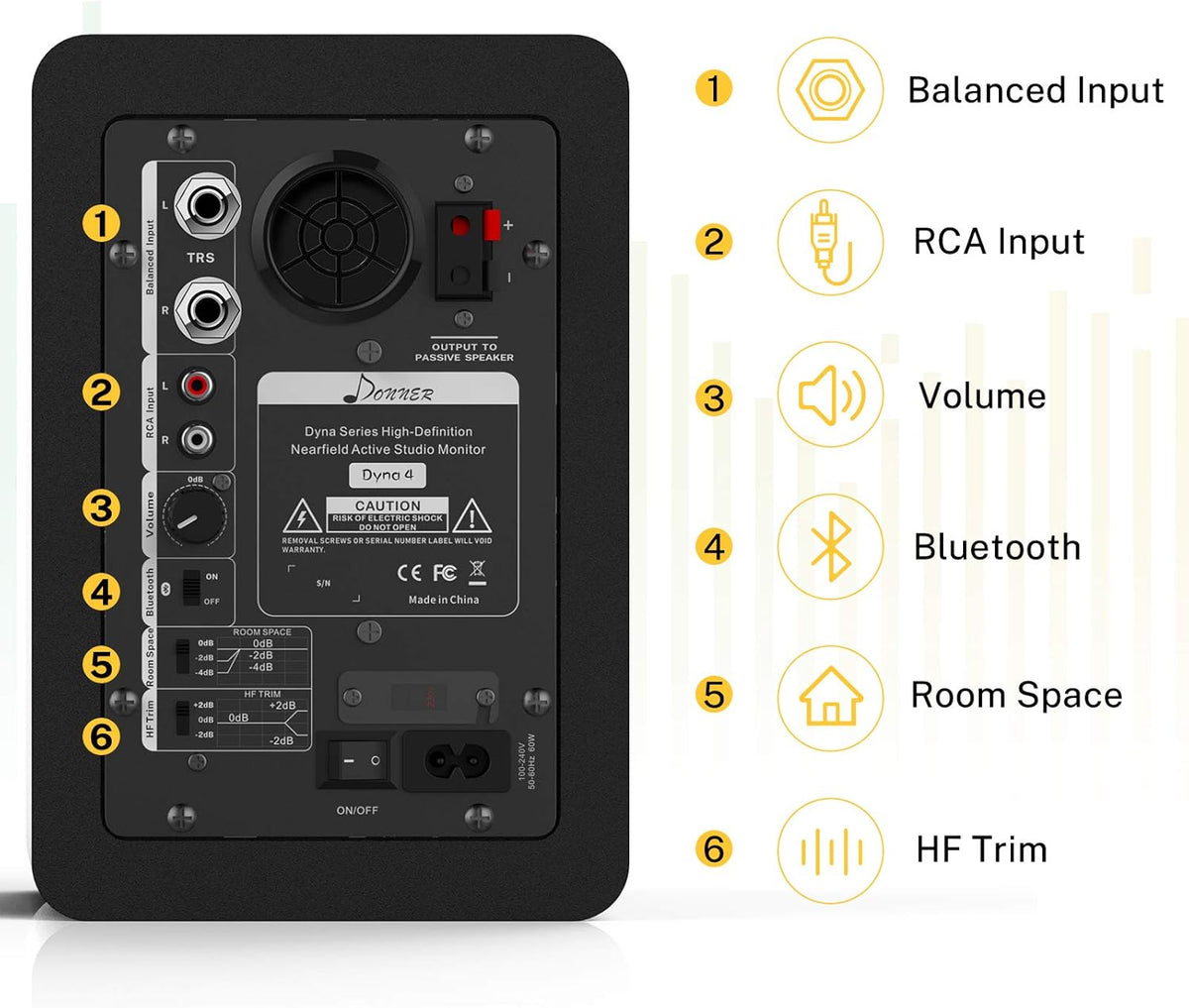4 Near Field Studio Monitors with Bluetooth, 2-Pack Y56094