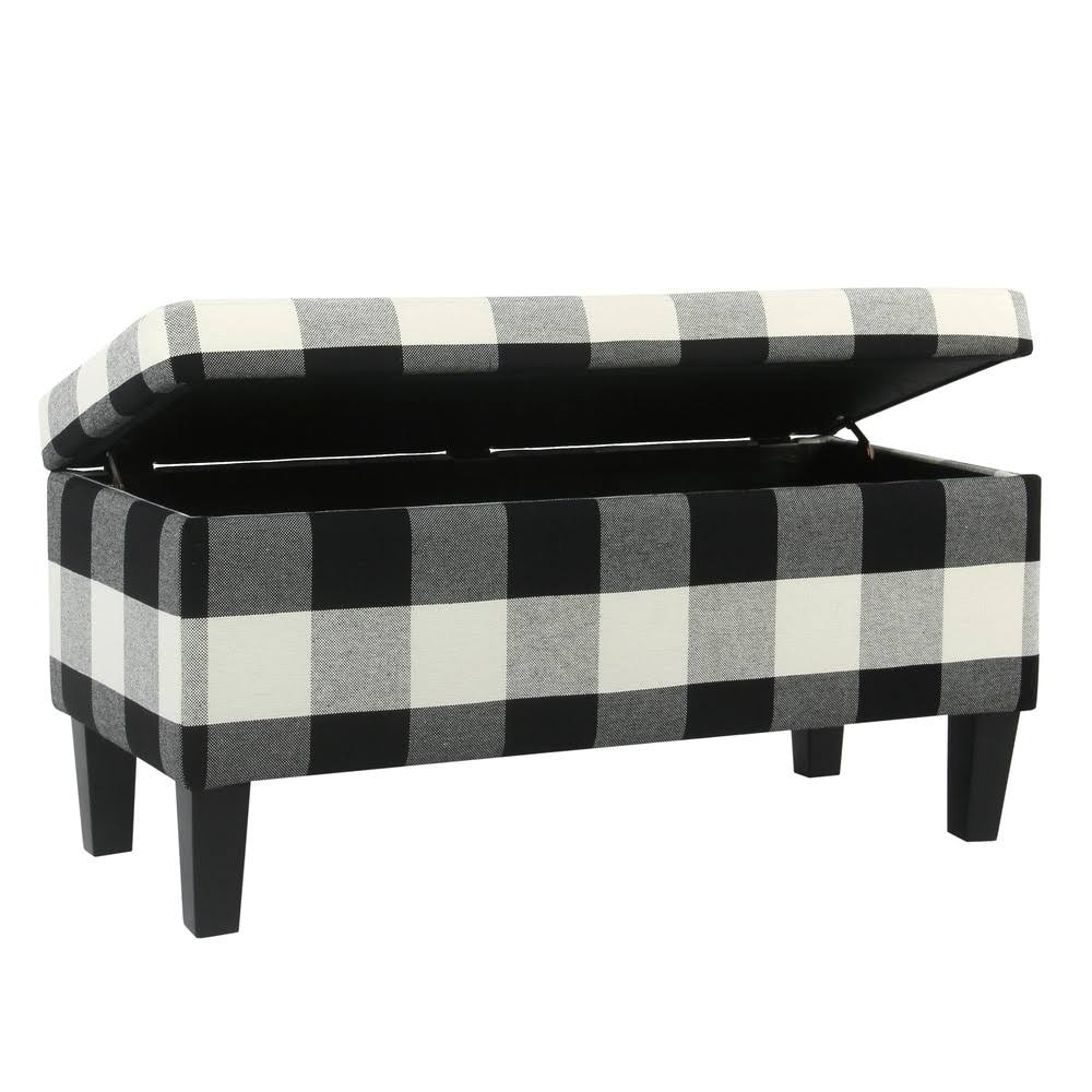 Black Plaid Decorative Storage Bench U571010