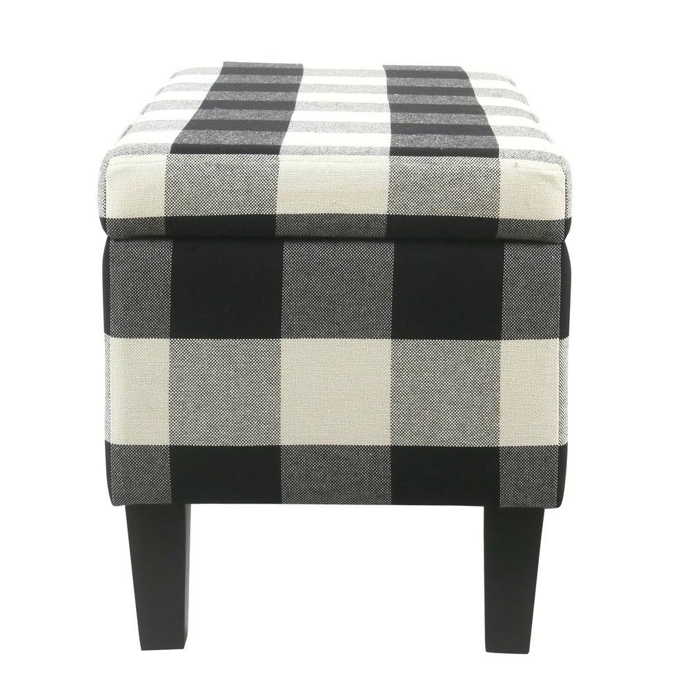 Black Plaid Decorative Storage Bench U571010