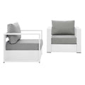 Gray/White Fabric & Aluminum Outdoor Armchair (Set of 2) V256