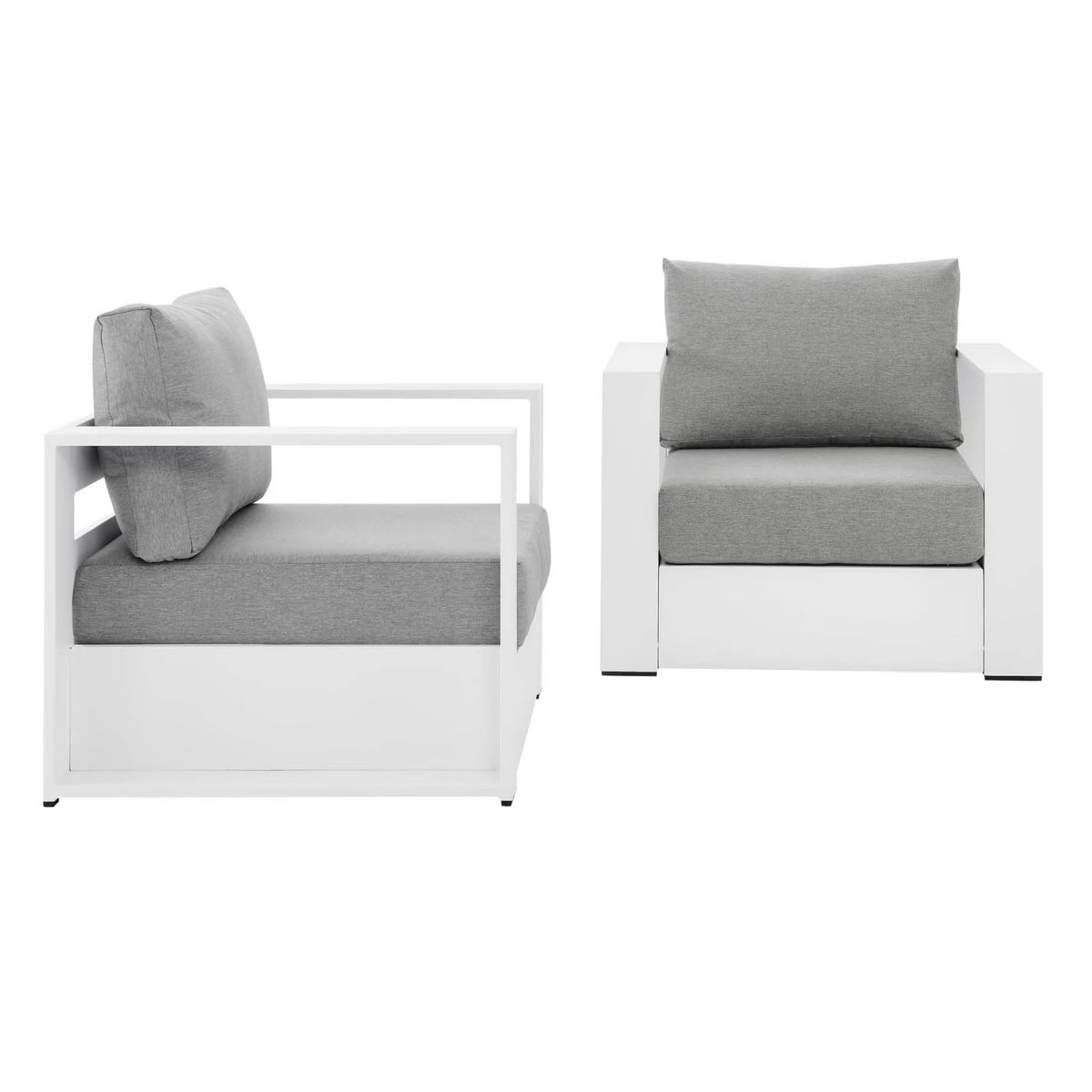 Gray/White Fabric & Aluminum Outdoor Armchair (Set of 2) V256