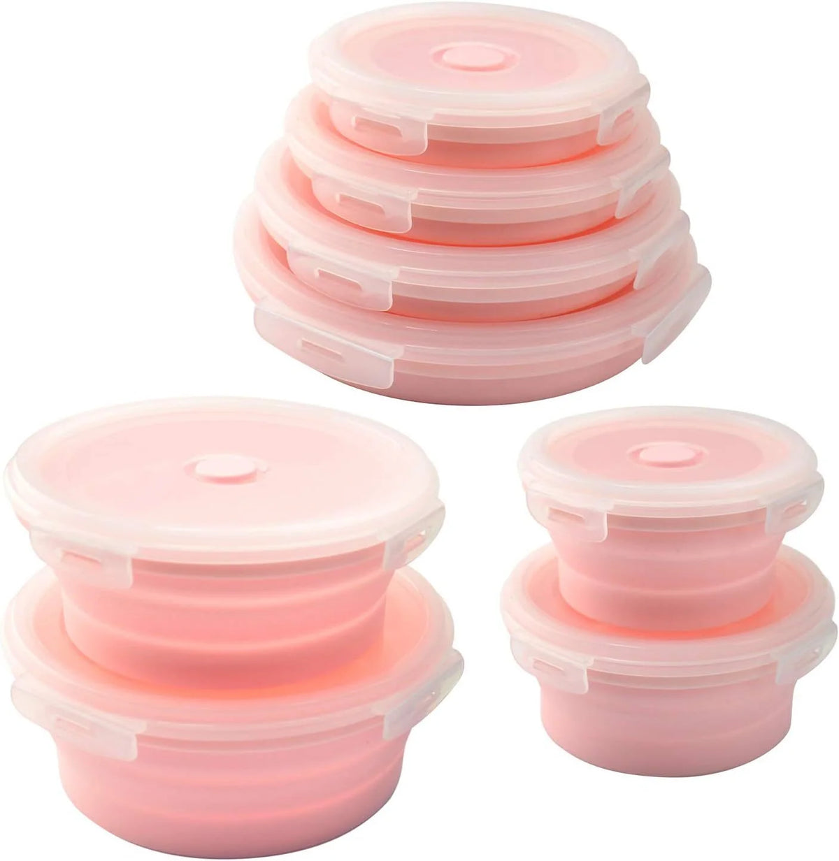 Pink Silicone Collapsible Food Storage Containers, Set of 4 O633631