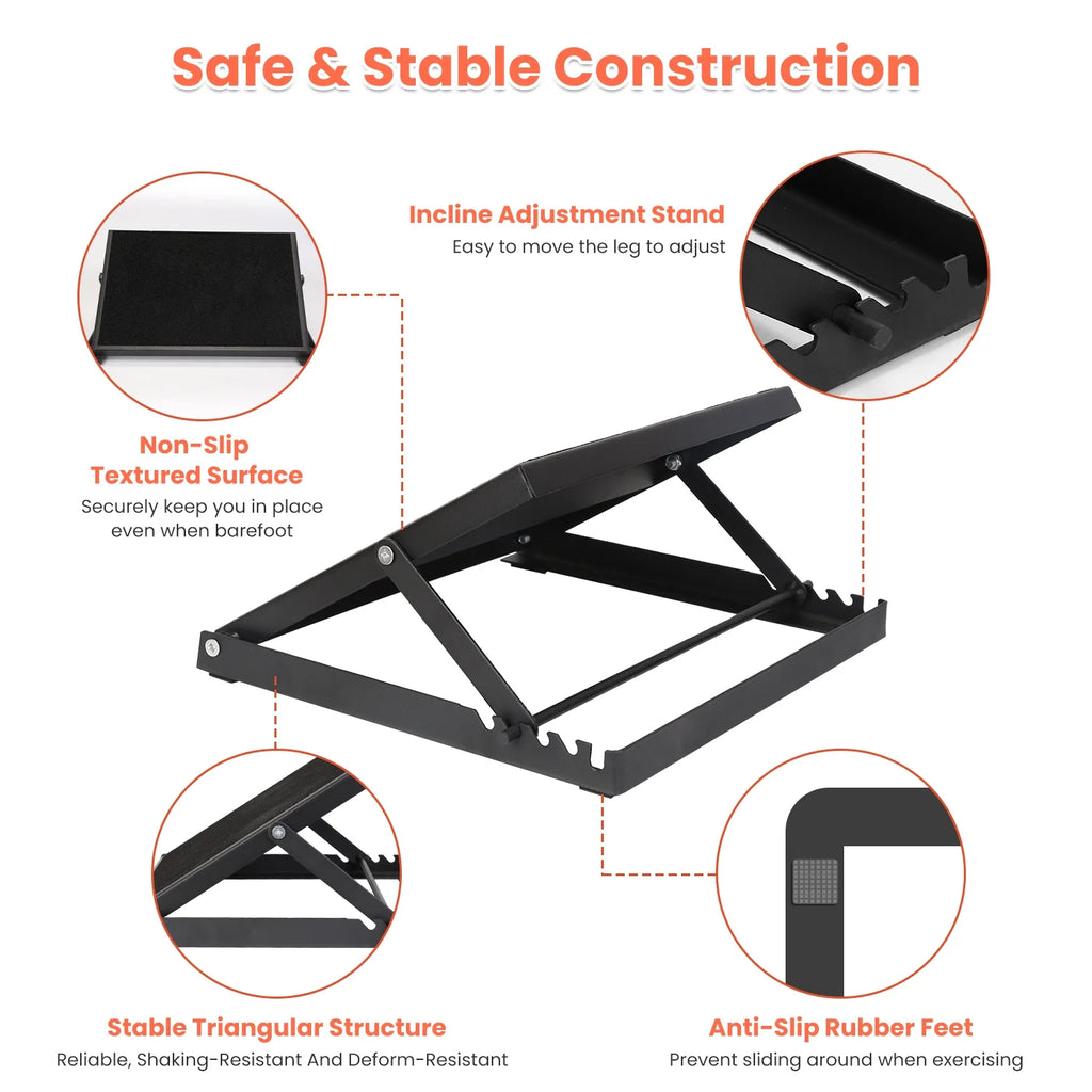 Steel Calf Stretcher Slant Board with 5 Adjustable Inclines Non-Slip Surface J901637