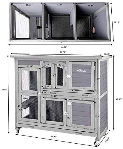 2 Story Small Animal Hutch with Feeder, Ramp and Slide Out Tray F60486