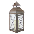 Metallic Brown Lantern with Flameless LED Pillar Candle A820629