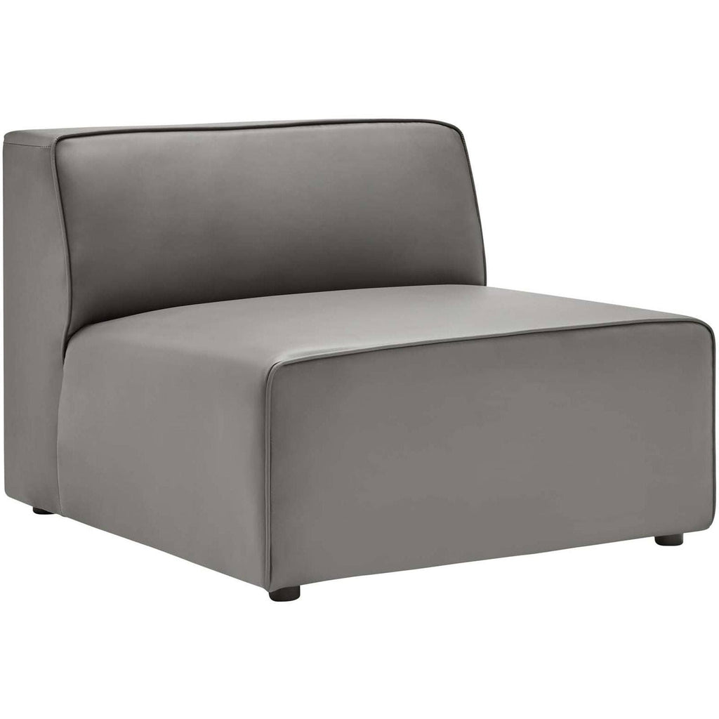 Gray Vegan Leather Armless Chair Q81807