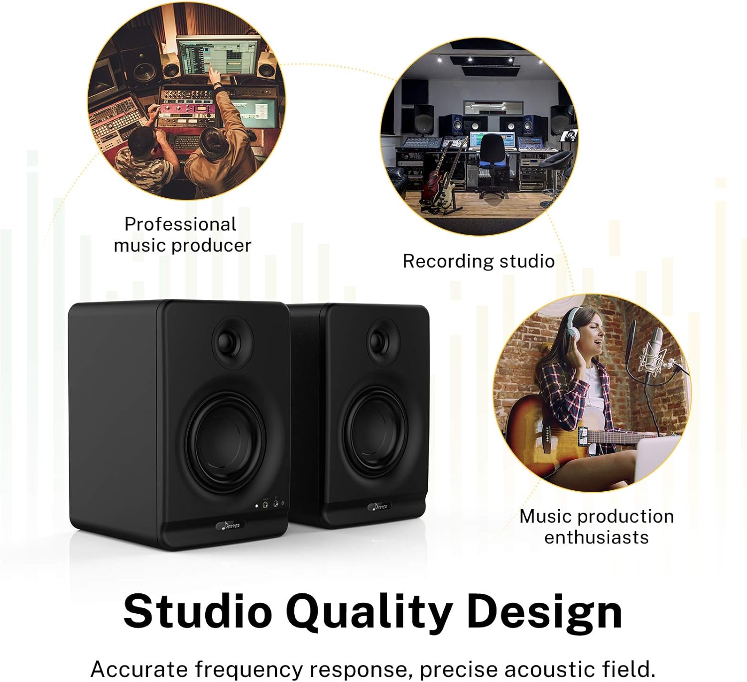 4 Near Field Studio Monitors with Bluetooth, 2-Pack Y56094