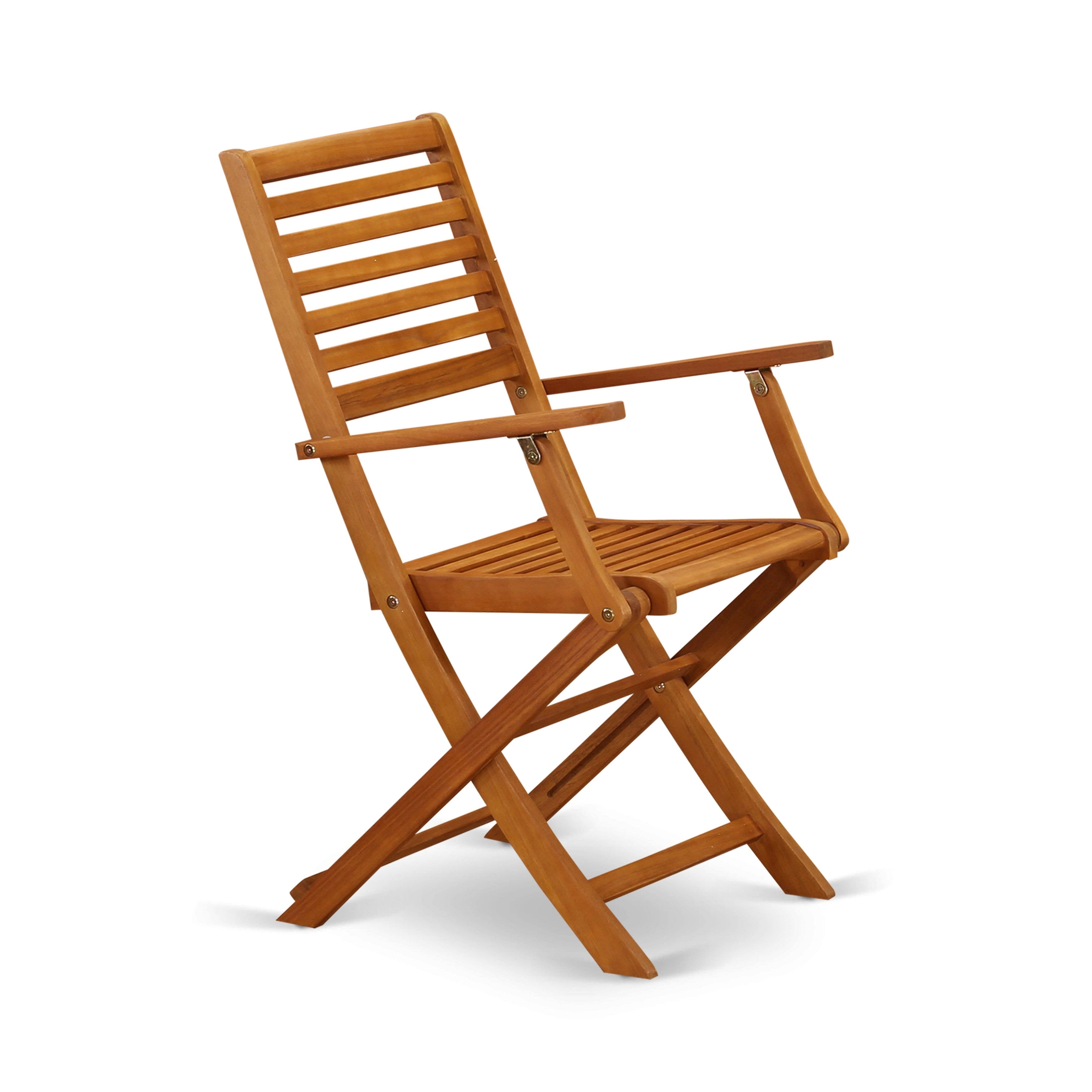 Set of Two Solid Acacia Wood Folding Chair with Arm Rest B736