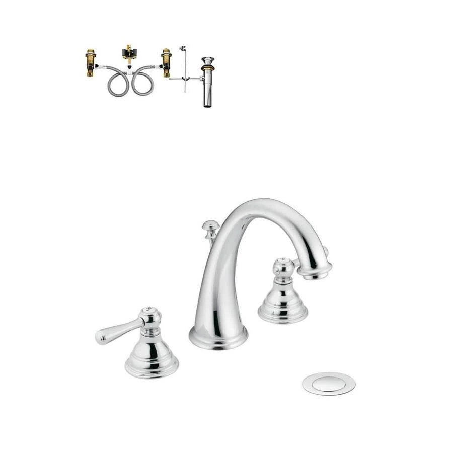 Polished Chrome 2-Handle Widespread Bathroom Sink Faucet with Drain M193781