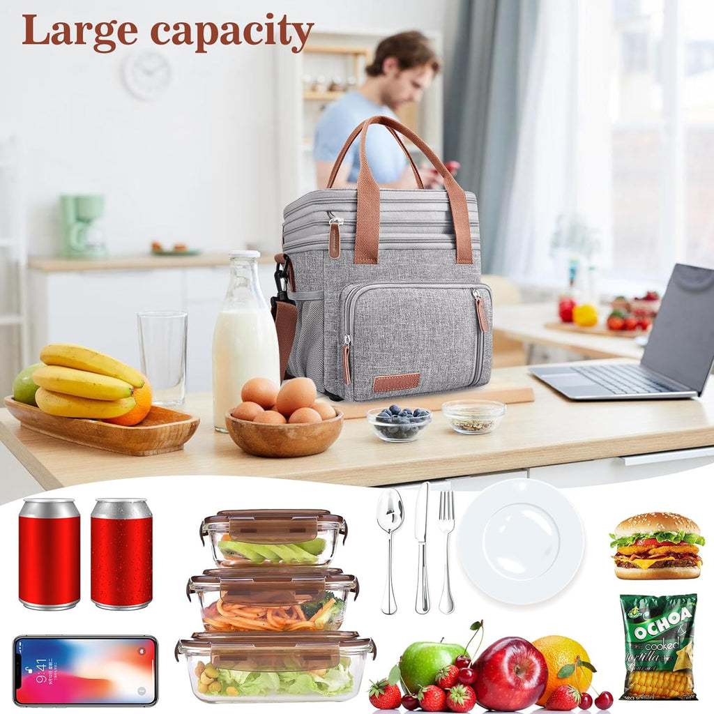 Gray Leakproof Insulated Lunch Cooler Bag T19170