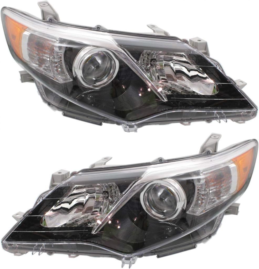Headlight Assembly Pair for Toyota Camry 2012 2013 2014 SE Model Halogen R4610