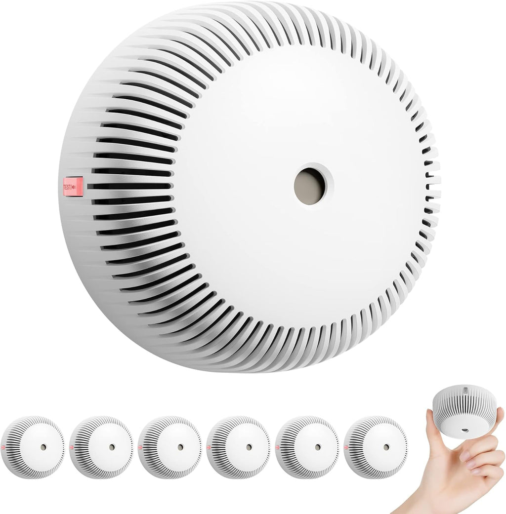 Mini Smoke Detector with 10-Year Battery, Photoelectric Sensor, Pack of 6 Q176747