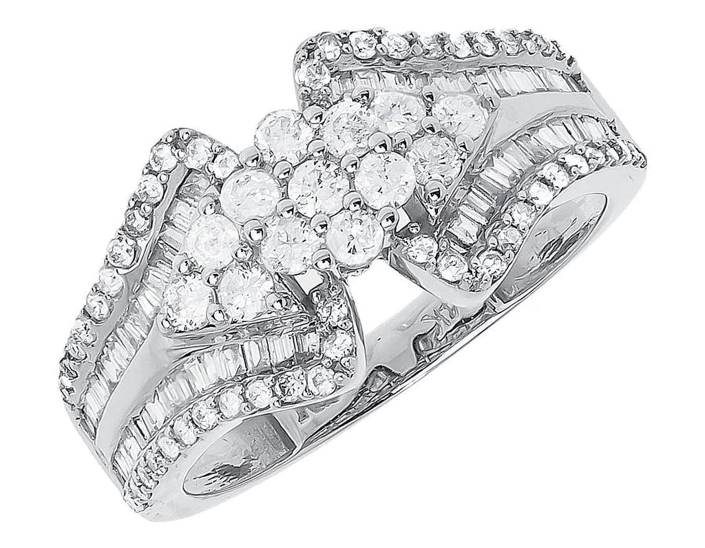 10k White Gold Diamond Cluster Engagement Ring Q132995