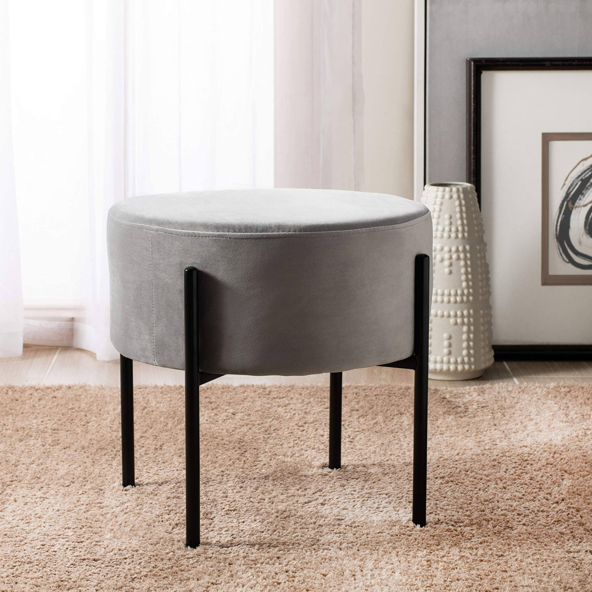 Round Ottoman Grey / Black R292813