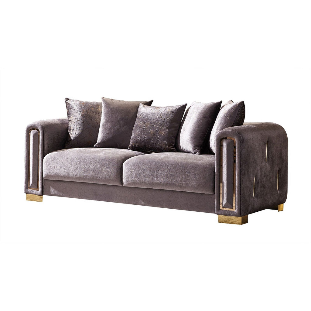 3PC Gray Velvet Living Room Set V576