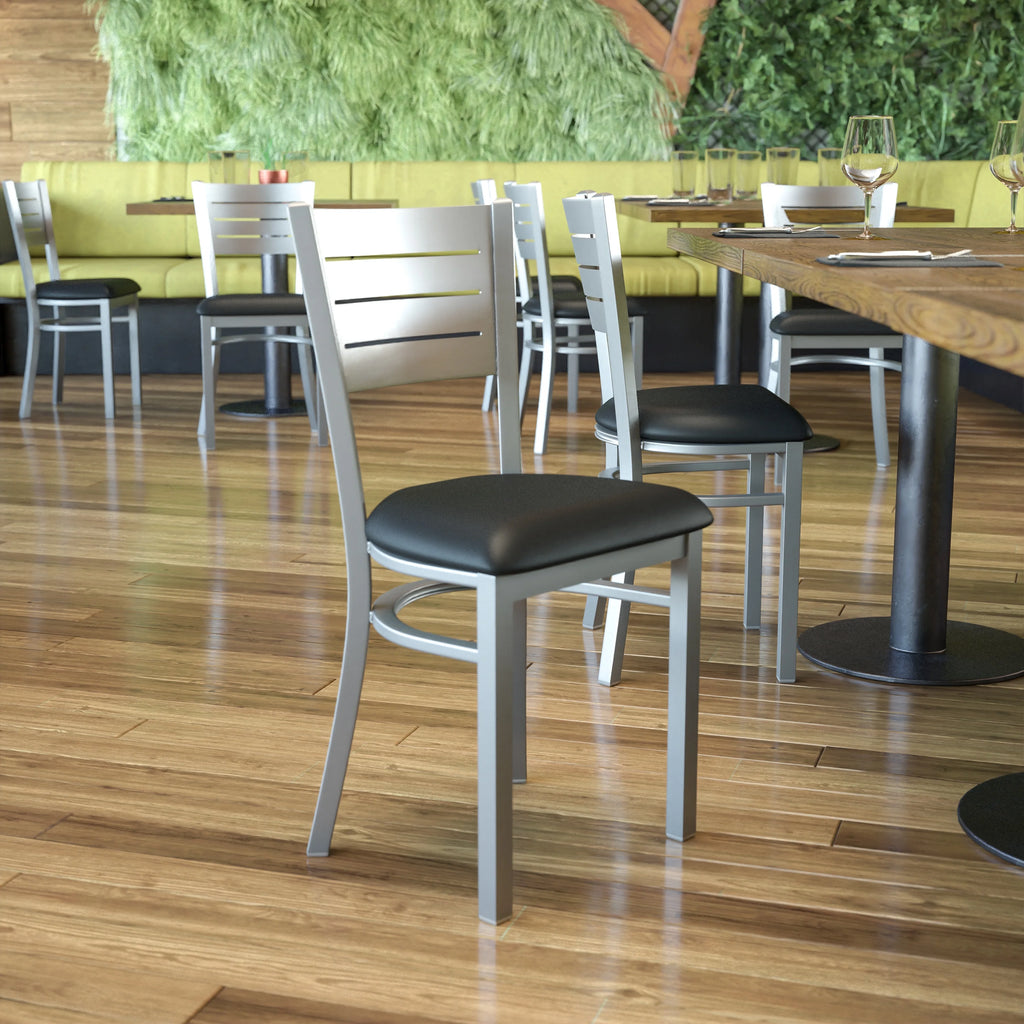 Black Vinyl Seat Metal Restaurant Chair J9393