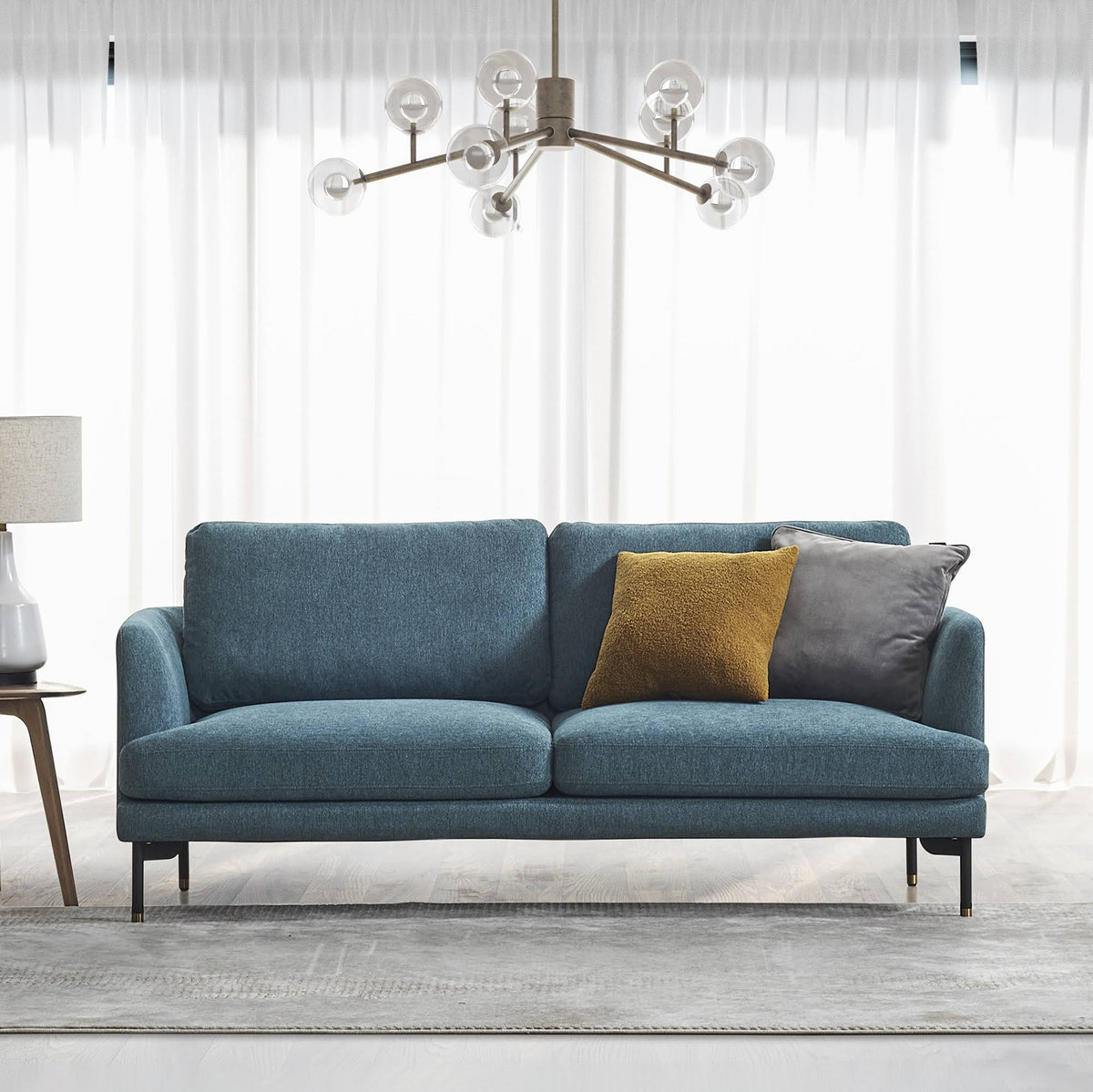 Blue Curved Backrest Loveseat G82016