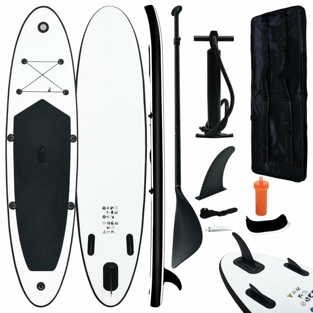 Inflatable Paddleboard Set Black and White U263691
