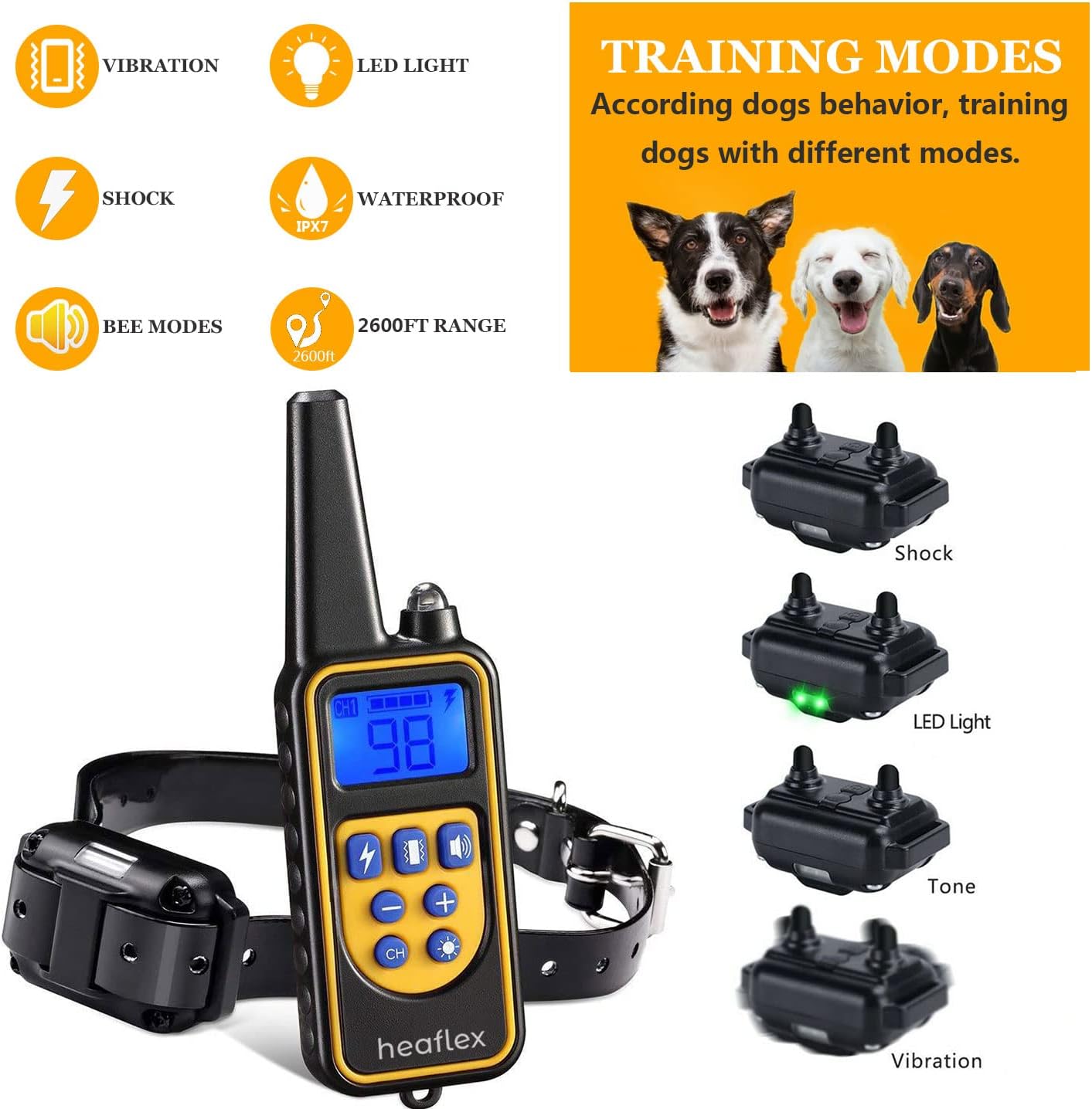 Waterproof Rechargeable Dog Training Collar Pack of 2 O909198