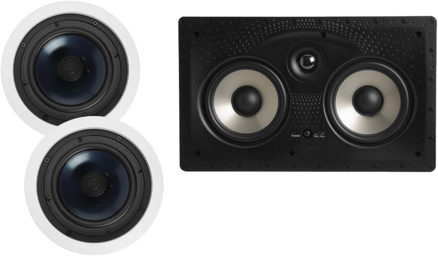 8-inch 2-way In-ceiling Speakers Set of 2 with 12-inch Powered Subwoofer U4060