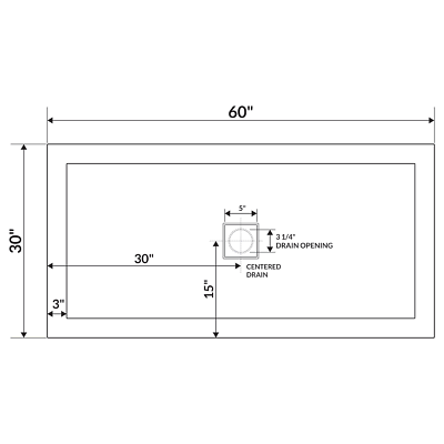 60 x 30 Right Double Threshold Shower Pan Base O34618