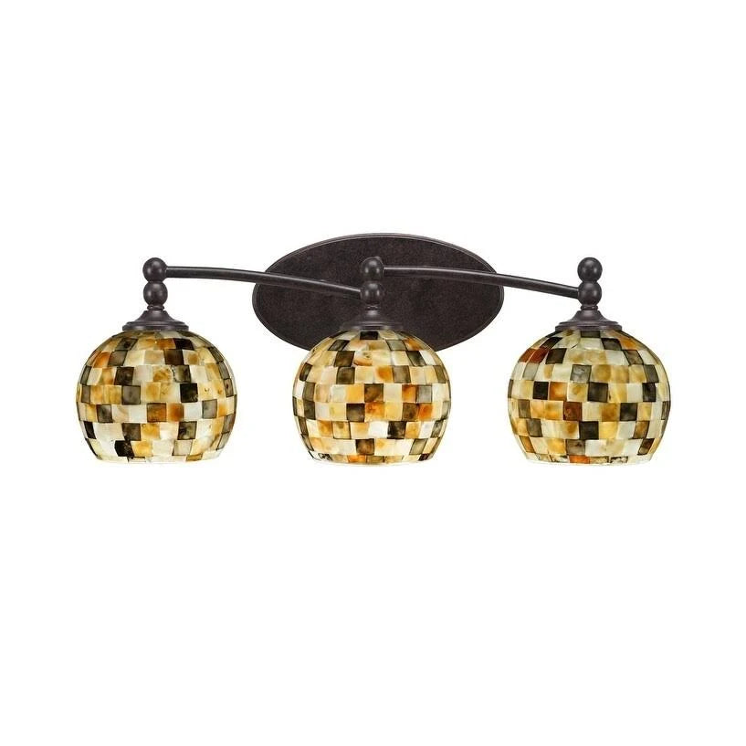 Dark Granite 3 Light Bath Bar with Italian Ice Glass M652
