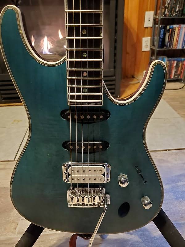 Aqua Blue Flat Electric Guitar V9632