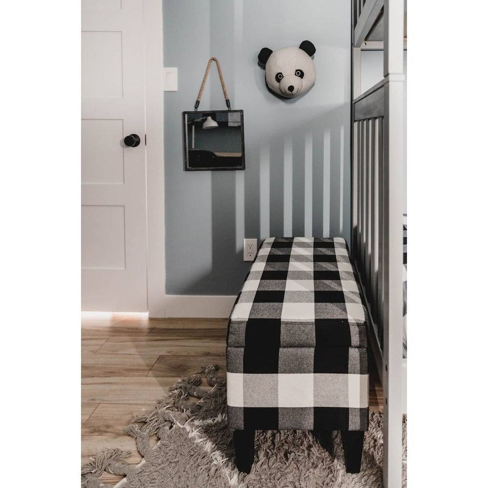 Black Plaid Decorative Storage Bench U571010