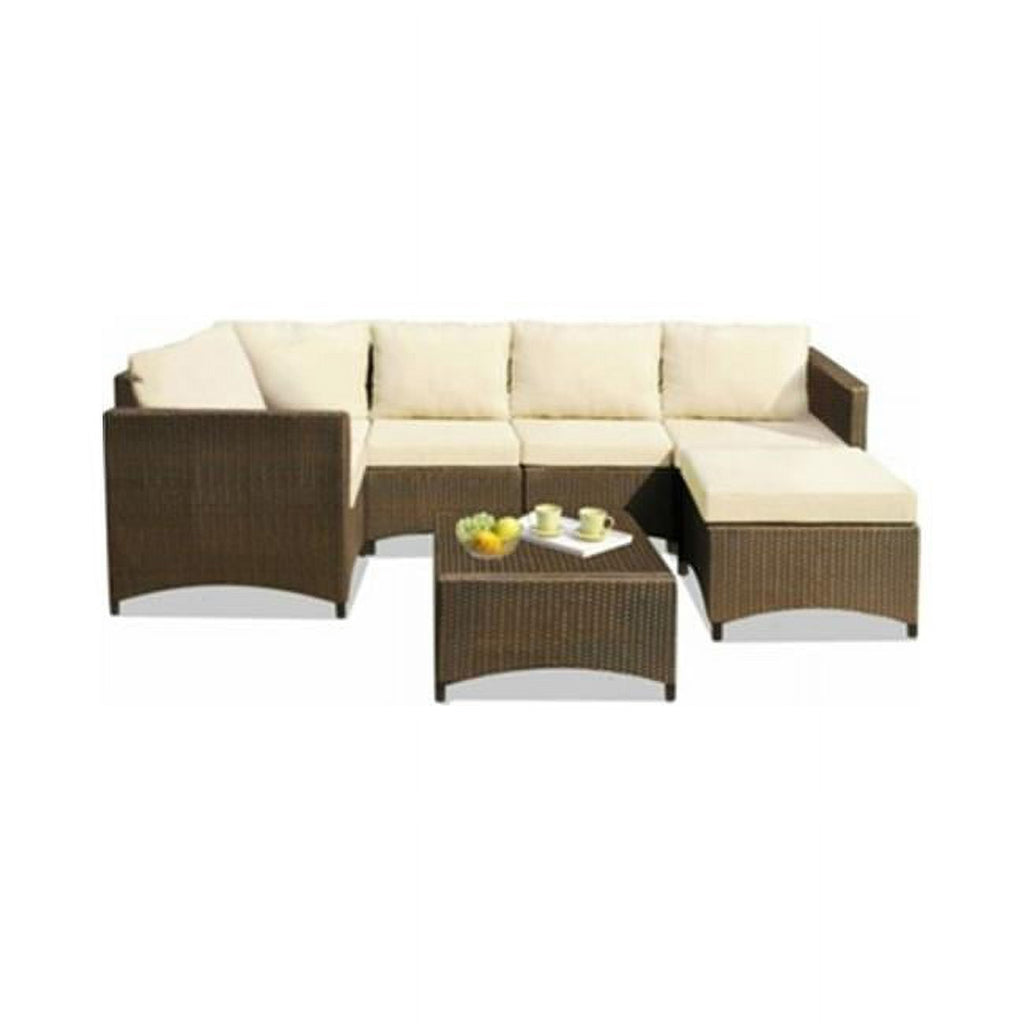 Modular Sectional Conversation Set with Ottoman Dark Brown Beige Y738895