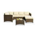 Modular Sectional Conversation Set with Ottoman Dark Brown Beige Y738895