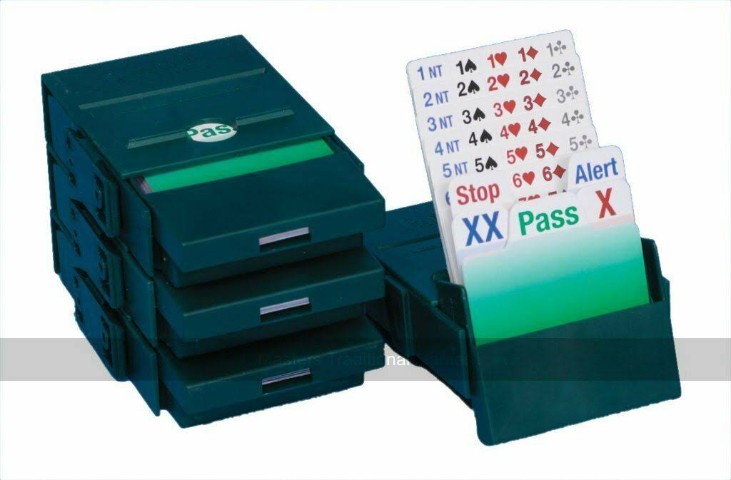 Set of 4 Bridge Boxes with Bidding Cards F6949