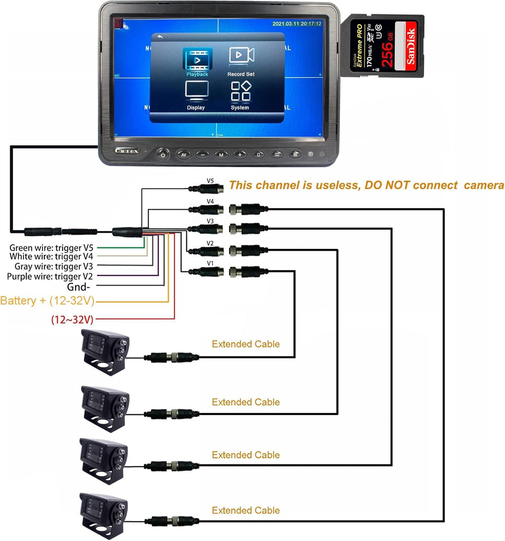 9 inch Split Screen Backup Camera System with DVR Recording, 1080P Car Camera x 4 S758675