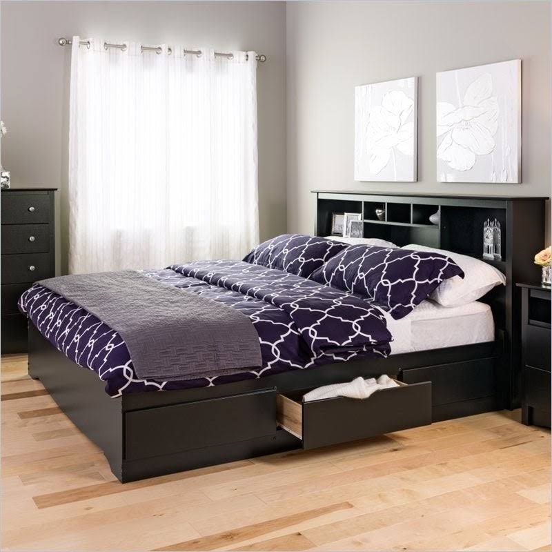 Black Wood King Size Bookcase Headboard Z9873