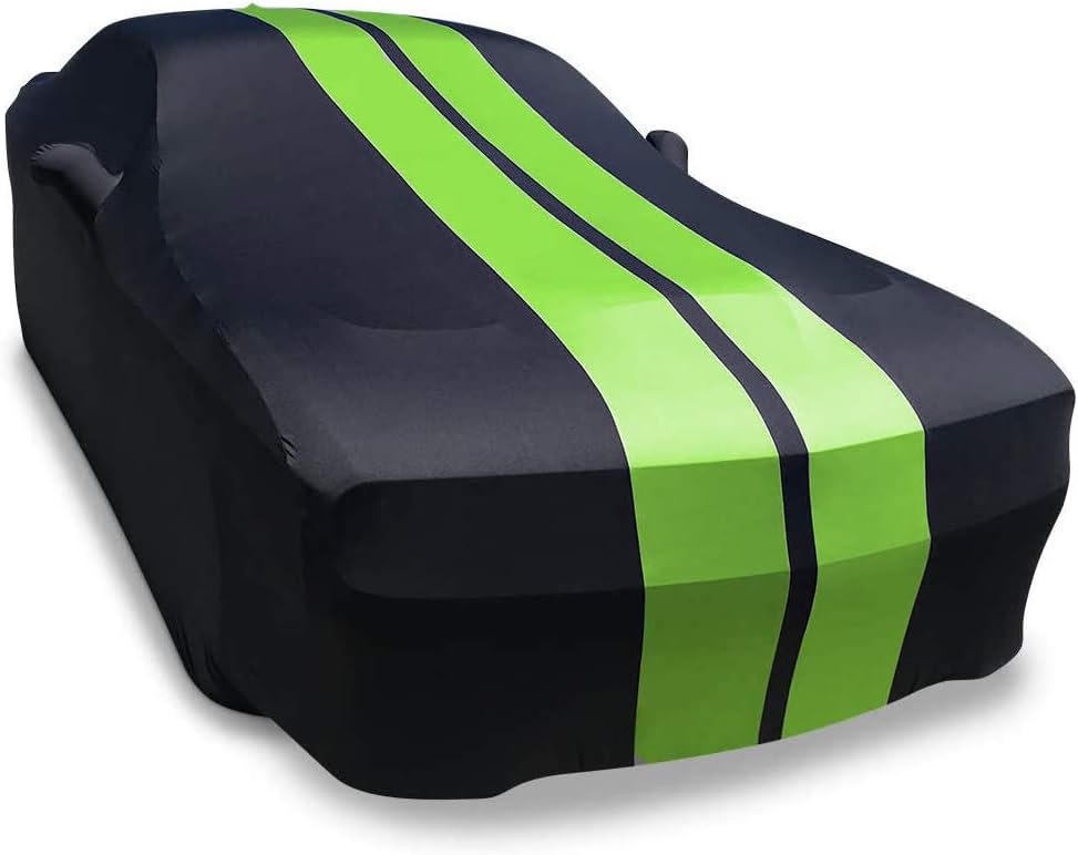 Black with Red Stripes Stretch Satin Car Cover O9133